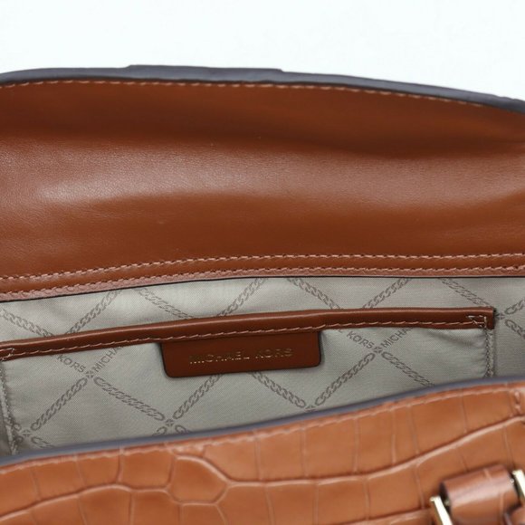 Michael Kors Zoe Medium Embossed Leather Satchel Chestnut - Picture 9 of 9